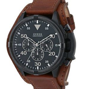 GUESS Men's Water Resistant Leather Watch